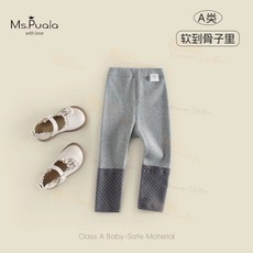 波點A類童裝嬰幼兒褲秋裝女寶寶貼膚長褲拼色內搭褲春秋新竹出貨