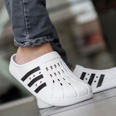 adidas 愛迪達 舒適柔軟的懶人鞋涉水鞋拖鞋滑鞋室內鞋男女通用涼鞋 白色, 285