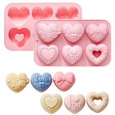 발렌타인 실리콘 몰드 다양한 하트 패턴 디자인 재사용 가능한 6칸 캔디 초콜릿 비스킷 케이크 장식 파티 푸딩 젤리 제작용, 발렌타인 스타일 42
