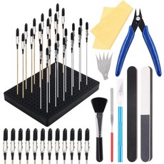 글락스 32Pcs 건담 모델 건축 도구 취미 및 페인팅 베이스 홀더 악어 클립 스틱 모음 키트 제작 애호가 DIY 프로젝트에 적합합니다, Glarks 32피스 건담 모델 조립 도구 취미 및 페