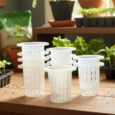 주방 거실 공기정화 식물 키우기 수경재배 전용 메쉬 구멍 화이트 플라스틱 용기, 1개