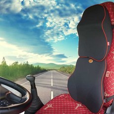 OG1 헤드레스트 차량용 목베개 트럭용 목쿠션 버스 트레일러 건설 차량 특수 차량 대형차 허리 지지대 메모리폼, 1개, 스타일 C 검정색 정장 (빨간색 트림 포함)