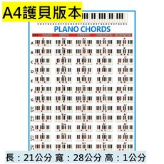 老羊樂器店 彩色鍵盤鋼琴和弦譜, 1個, A4護貝版本