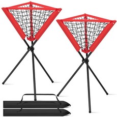 [ 799442 ] 실리풀 야구 캐디 소프트볼 연습 볼 2개 휴대용 접이식 바구니 홀더 스탠드 타격 훈련 투구 장비용 가방 포함