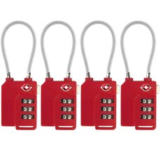 TSA Lock Security 3자리 콤비네이션 슈트케이스 수하물 가방 코드 잠금 자물쇠 (블랙-4팩), 레드 4팩