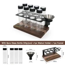 Alikisscafe 커피 콩 보관 튜브 컨테이너 디스플레이 단일 용량 차 배기 바리 스타 도구 에스프레소 액세서, 05 Set Of 8 Holes