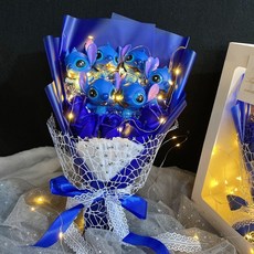 公仔玩偶花束 史迪仔卡通娃娃花束, 1個, 6史迪仔花束【送燈+手提袋】