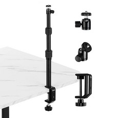셀렌스 테이블탑 카메라 데스크 마운트 스탠드 9.4-18.5인치 1/4인치 볼 헤드 DSLR 카메라용 조절식 데스크톱 스탠드 마운트 링 라이트 라이브 스트리밍 비디오, 1개