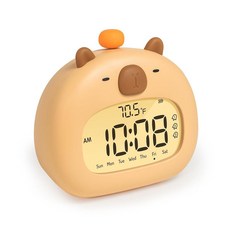 ECLATIS WANIDEA CAP 모자ybara 알람 시계 아동용 디지털 침실용 귀여운 카피바라 물건 충전식 조광 야간 조명 남아 여아용 시계 귀엽고 재미있는 특별한
