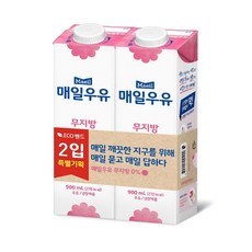 매일우유 무지방, 900ml, 2개
