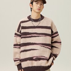 투니스 남성 라운드넥 배색 루즈핏 스웨터