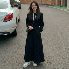 데일로엔 여성 스트링 후드 롱 원피스 세트