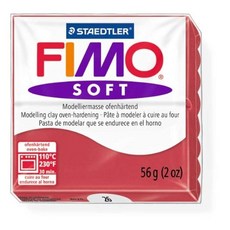 Staedtler Fimo 소프트 체리 레드 (26) 오븐 베이킹 모델링 클레이 몰딩 폴리머 블록 색상 56g (1팩), 스테들러 Staedtler Fimo 소프트 체리 레드