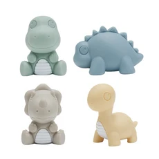 感應發光動物 洗澡玩具 (含燈光撈魚網), 恐龍四隻, 1套