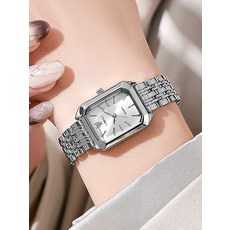 最火爆 一款新型輕奢銀鋼帶女表，時尚簡約方形石英腕錶，專為女孩設計。