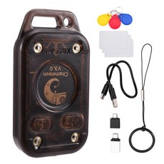 카멜레온 V3.0 RFID 스마트 칩 리더 에뮬레이터 + 3XUID 키체인/CUID 카드 125K 13.56M ID IC 카드 복사기 NFC 읽기 작가, 반투명 블랙