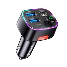 Syncwire Bluetooth 5.4 FM 송신기 자동차 어댑터 48W (PD 36W 및 12W) [라이트 스위치] [하이파이 베이스 사운드] [빠른 충전] 무선 라디오 음악