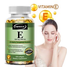 ABVITA 비타민E 400 IU 120소프트젤 고함량 180mg 면역 건강 항산화 USP 인증, 1개, 60정