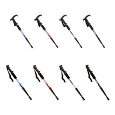 4단 등산스틱 폴딩 지팡이 트레킹폴 접이식 경량스틱, 등산스틱 T자형 레드