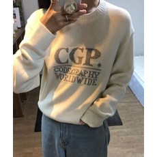 [백화점 정품] 코드그라피 매장정품 CODEGRAPHY (우먼) 스퀘어 로고 니트크림