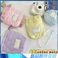 小九新品拍立得相機包 肩背減壓 自由隔板 單肩收納包 mini12適用, 愛心藍條,收藏店鋪 送禮物 優先發貨, 1個