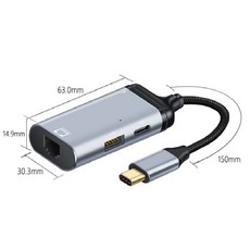 슈퍼 OTG 아이폰 아이패드 USB 젠더 유선랜 HDMI 미러링 외장하드 SSD 허브 사진 동영상 디카 파일 백업 오인페 악기 마스터 키보드 개러지 밴드, C타입_CL4 (랜+USB+충전필수)_1Gbps