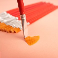 세필붓 유화 아크릴 수채화 납작 붓 다양한 사이즈, 1개, 레드 납작붓_4호