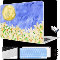 MEEgoodo 맥북 에어 13.3인치 케이스 2021 2020 2019 2018 A2337 M1 A2179 A1932용 맥북 에어 M1용 투명 케이스 키보드 웹캠 커버 및, 여름 꽃, 1개