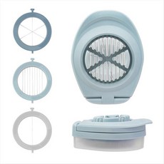 3 in 1 다기능 에그 슬라이서 달걀 절단기 계란 슬라이서를위한 저장 상자가있는 스테인레스 스틸 블레이드, 밝은 파란색