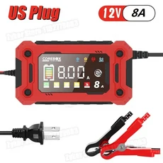 12V 15A 8A 스마트 배터리 충전기 자동차 오토바이 LiFePO4 납산 AGM GEL LED 디지털 터치 스크린 리튬 철, 01 CHINA, 03 8A US Plug