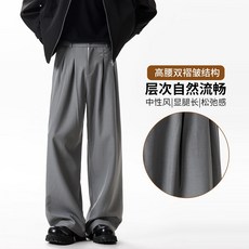 復古風直筒西褲 春季新款寬鬆休閒褲 男生顯瘦闊腿褲