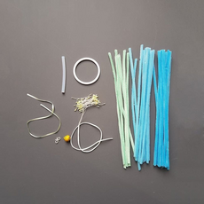 부케 만들기 세트 DIY 재료 패키지 꽃 소품 재료 플로럴 부자재 리본 포장용품, 핑크+블루+옐로우