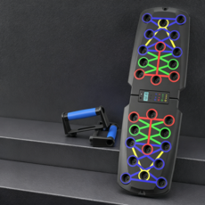 多功能折疊俯臥撐板，智能計數訓練器材, 1個, 30種計数俯臥撐板【包膠手柄】