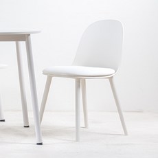 엘리 플라스틱 가죽 쿠션 편한 카페 인테리어 디자인 식탁 의자, 화이트, 1개