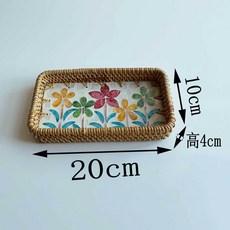 貝殼藤編長方形托盤 37*22*4cm, 小紅花貝殼餐具小20*10*4cm, 小紅花