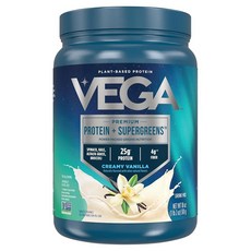 Vega Protein and Greens 단백질 파우더 크리미 바닐라 (11회분) 25g 식물성 단백질 플러스 채소 비건 GMO 프리 여성 및 남성용 완두콩 단백질 0, 단백질 및 채소, 510g