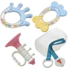 Ingreen 手搖鈴 3件組+多功能收納盒+搖鈴夾, 手指款+糖果款+喇叭款+奶嘴夾+收納盒