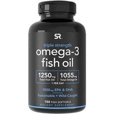 三倍強度 Omega-3 魚油 1250 毫克軟膠囊, 150片, 1個