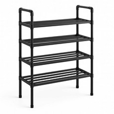 工業風組裝鞋架 多層收納 簡約設計 穩固耐用 防潮透氣, 1個, 黑色 4層 【45 cm】