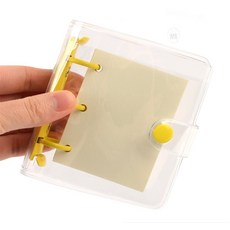 노코필수품 투명 미니 링바인더 수첩 케이스 속지, 옐로우