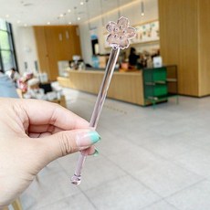 玻璃攪拌棒 少女粉 咖啡調酒棒, 小櫻花攪拌棒-14cm, 1個