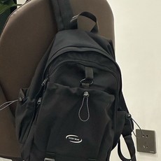 揹包女2024新款雙肩包女大學生徒步登山包百搭高顏值書包初中女生, 黑色