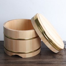 스시 밥보관 용기 나무뚜껑 밥통 초밥 밥관리 보온 밥통, 소형 금색 테두리 27cm 수건 밥주걱
