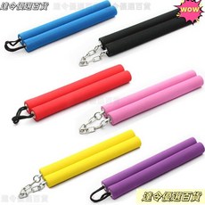 台灣熱銷 兒童雙節棍 初學者練習棍 海綿泡沫雙截棍 李小龍跆拳道成人表演棍, 成人鏈子 加重款,粉色, 1個