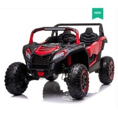 어린이 오프로드 전기 자동차 아기 2인승 붕붕카 전동차 조카 유아 푸쉬카 선물, 듀얼드라이브+가죽 시트, 레드/12V10A+4륜구동+플라스틱휠