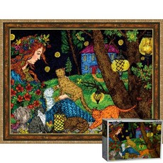 퍼즐피플 명화 500피스 1000피스 직소퍼즐 바비퍼즐 시리즈, 소녀와 고양이 500피스 액자포함(엔틱골드), 1개