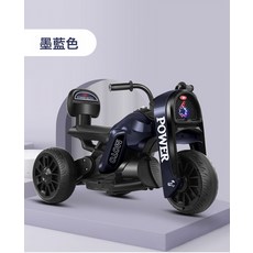DIU 兒童電動摩托車男孩女孩寶寶充電遙控三輪車音樂燈光玩具童車, 1個, 雙驅墨藍色+自駕款:如圖