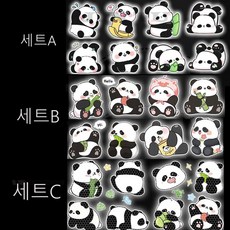 JINTU판다 캐릭터 자동차 야광반사스티커 세트, 세트A+B+C, 1세트