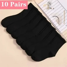 쿠쿠스토어 중간 길이 양말 여성 클래식 블랙 화이트 솔리드 컬러 유행 캐주얼 스포츠 흡수 통기성 1/7/10/, 07 10 Pair-1