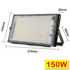 50W 100W Led 홍수 빛 IP65 방수 AC 220V 야외 투광 조명 스포트라이트 LED 반사판 가로등 벽, 03 150W, 01 따뜻한 흰색(2700-3500K), 01 1PCs